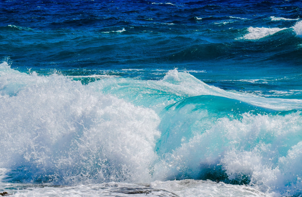 Waves rolling onto the shore